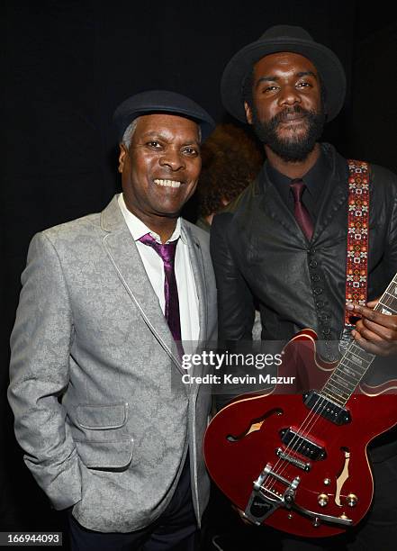 Musicians Booker T. Jones and Gary Clark, Jr. Attend the 28th Annual Rock and Roll Hall of Fame Induction Ceremony at Nokia Theatre L.A. Live on...