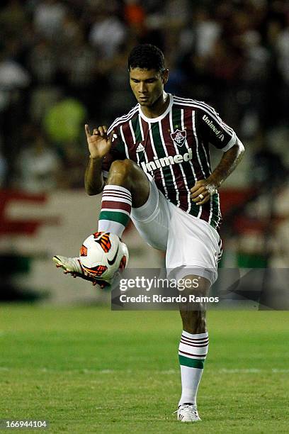 Gum of Fluminense fights for the ball during the match between Fluminense and Caracas as part of Copa Bridgestone Libertadores 2013 at São Januário...