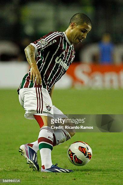 Bruno of Fluminense fights for the ball during the match between Fluminense and Caracas as part of Copa Bridgestone Libertadores 2013 at São Januário...