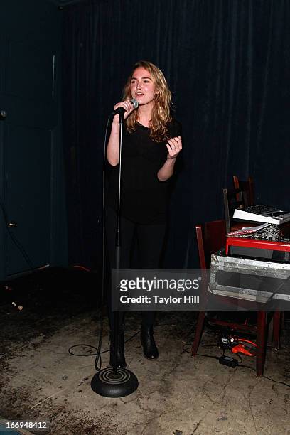 Jena Friedman performs onstage at the "Set Up, Punch" premiere after party during the 2013 Tribeca Film Festival on April 18, 2013 in New York City.