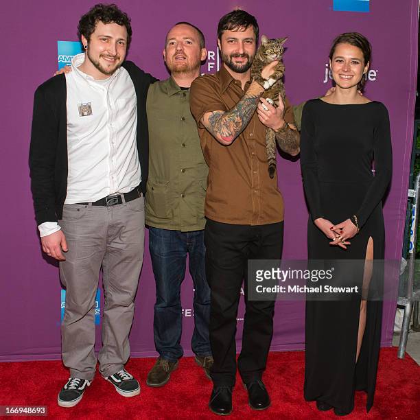 Devin Yuceil, director Andy Capper, cat owner Mike Bridavsky, celebrity internet cat Lil Bub and director Juliette Eisner attend the screening of...