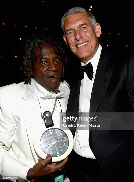 Flavor Flav of Public Enemy and Lyor Cohen attend the 28th Annual Rock and Roll Hall of Fame Induction Ceremony at Nokia Theatre L.A. Live on April...