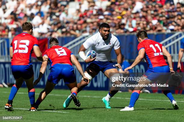 Taleni Junior Agaese Seu of Samoa in action the Rugby World Cup France 2023 match between Samoa and Chile at Nouveau Stade de Bordeaux on September...