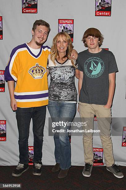 Kings fans attend the LA Kings Chalk Talk & Game Experience at Staples Center on April 18, 2013 in Los Angeles, California.