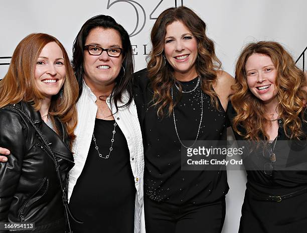 Michelle Rounds , actress/ comedian Rosie O'Donnell and actress Natasha Lyonne pose with actress/ singer Rita Wilson backstage following her...
