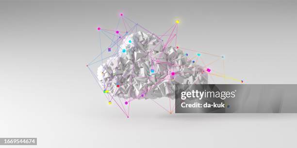 modern cloud solution background on light grey background. cloud icon with vibrant plexus grid - cloud computing services stock pictures, royalty-free photos & images