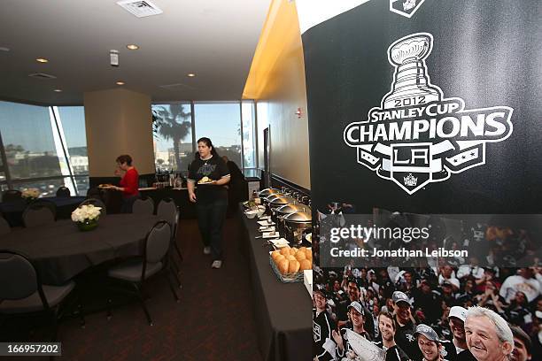 General view of the atmosphere at the LA Kings Chalk Talk & Game Experience at Staples Center on April 18, 2013 in Los Angeles, California.