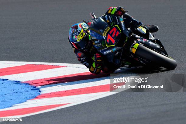 Marco Bezzecchi of Italy and Mooney VR46 Racing Team rides during qualify of the MotoGP Of San Marino at Misano World Circuit on September 09, 2023...