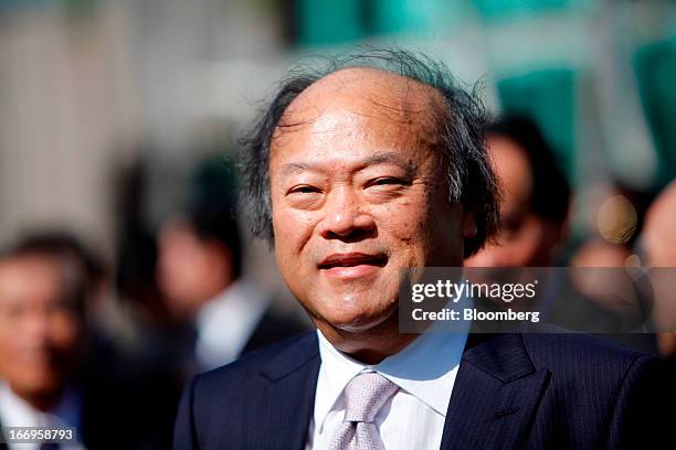 Keeree Kanjanapas, chairman and managing director of BTS Group Holdings Pcl, arrives at the Stock Exchange of Thailand for the debut of the company's...