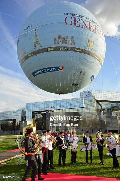 General view of atmosphere during the Launch of The New Paris Observatory Atmospheric Generali Balloon - Cocktail Party at the Parc Andre Citroen on...