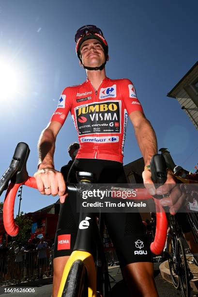 Sepp Kuss of The United States and Team Jumbo-Visma - Red Leader Jersey prior to the 78th Tour of Spain 2023, Stage 14 a 156.2km stage from...