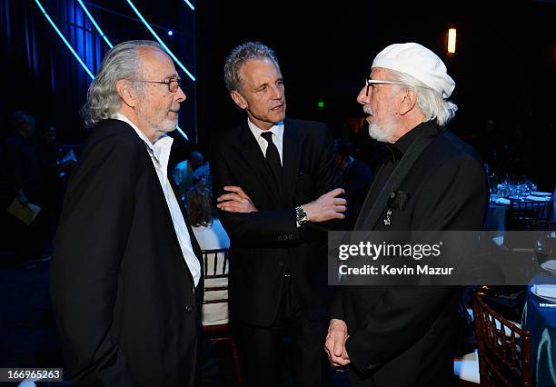 Producer Herb Alpert, guest and inductee Lou Adler attend the 28th Annual Rock and Roll Hall of Fame Induction Ceremony at Nokia Theatre L.A. Live on...