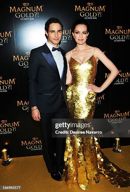 Fashion designer Zac Posen and actress Caroline Correa attend the screening of "As Good As Gold" during the 2013 Tribeca Film Festival at Gotham Hall...