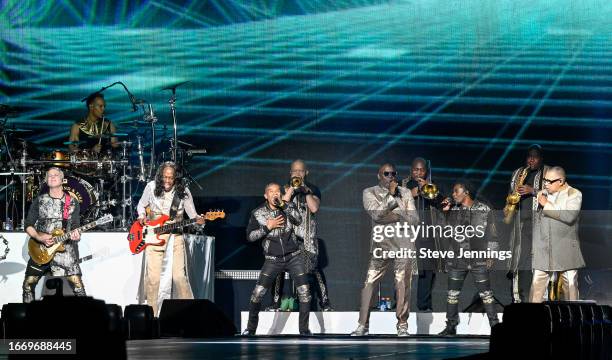 Earth Wind and Fire perform performs at Chase Center on September 08, 2023 in San Francisco, California.