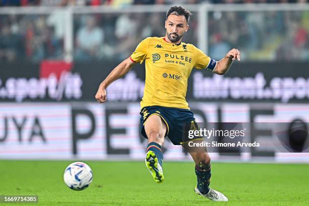 Milan Badelj of Genoa is seen in action during the Serie A TIM match between Genoa CFC and SSC Napoli at Stadio Luigi Ferraris on September 16, 2023...