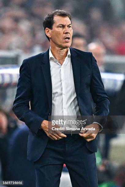 Rudi Garcia, head coach of Napoli, looks on during the Serie A TIM match between Genoa CFC and SSC Napoli at Stadio Luigi Ferraris on September 16,...
