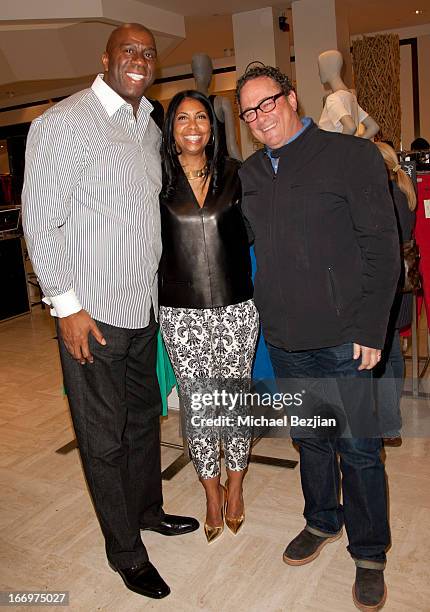 Magic Johnson, Cookie Johnson and Mitchell Quaranta attend Cookie Johnson And Neiman Marcus Host Girls Night Out on April 18, 2013 in Beverly Hills,...