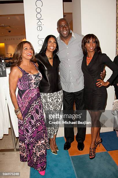 Rolonda Watts and Cookie Johnson, Magic Johnson and Holly Robinson-Peete attend Cookie Johnson And Neiman Marcus Host Girls Night Out on April 18,...