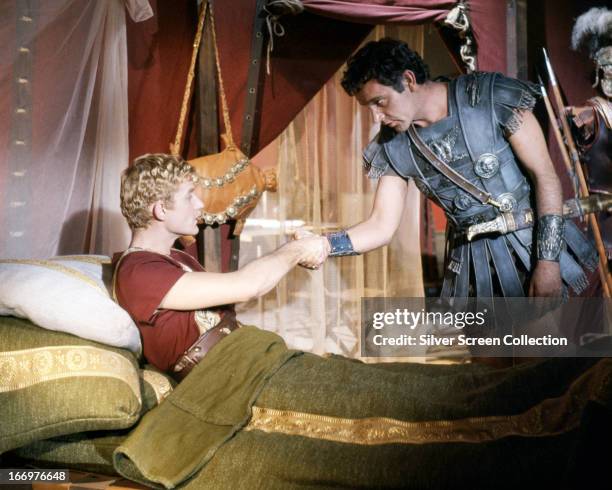 Roddy McDowall as Octavian/Ceasar Augustus, and Richard Burton as Mark Antony, in 'Cleopatra', directed by Joseph L. Mankiewicz, 1963.