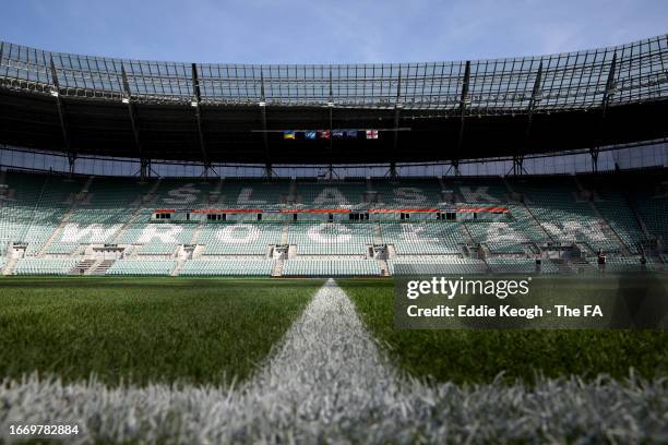General view inside the stadium prior to the UEFA EURO 2024 European qualifier match between Ukraine and England at Stadion Wroclaw on September 09,...