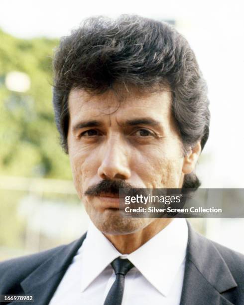 American actor Edward James Olmos as he appears in the role of Lt Martin Castillo in the TV series 'Miami Vice', circa 1985.