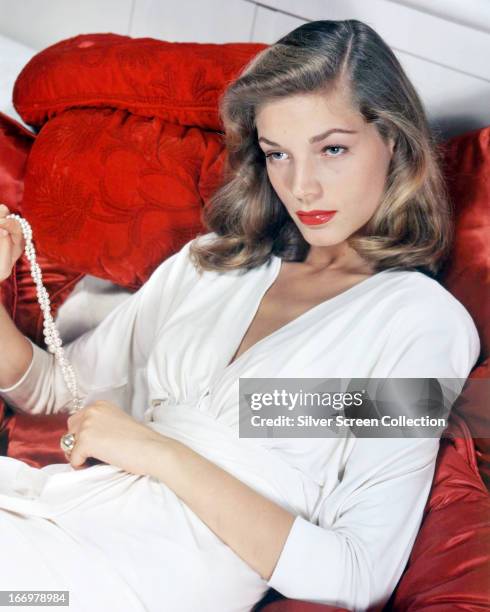 American actress Lauren Bacall, circa 1950.