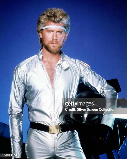 American actor Barry Bostwick as Commander Ace Hunter in a promotional portrait for 'Megaforce', directed by Hal Needham, 1982.