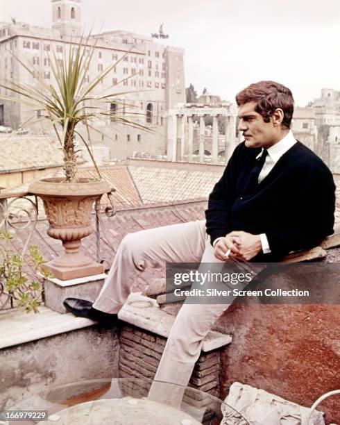 Egyptian actor Omar Sharif as Federico Fendi in a publicity still for 'The Appointment', directed by Sidney Lumet, 1969.