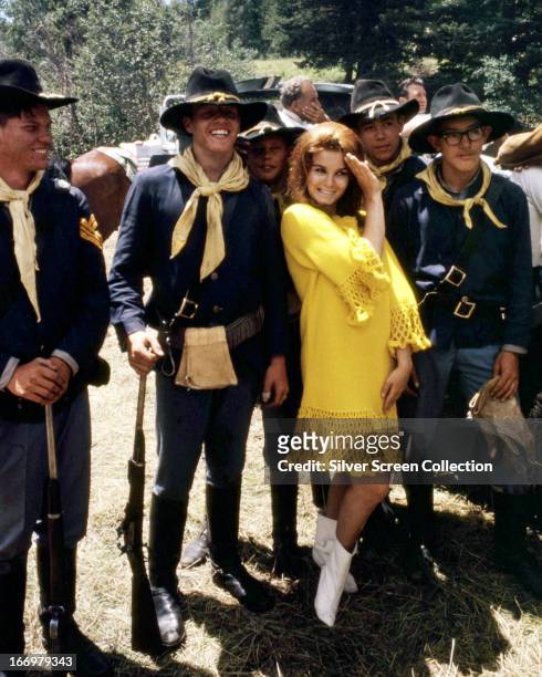 Swedish-American actress Ann-Margret on the set of Gordon Douglas's 1966 remake of 'Stagecoach'.