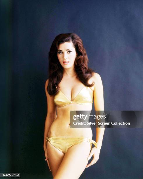 American actress Edy Williams posing in a bikini, circa 1965.