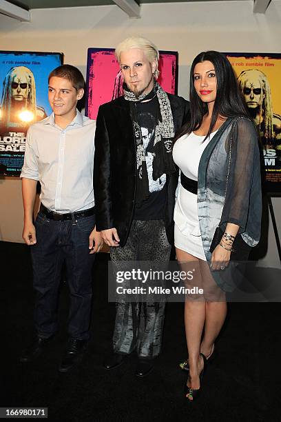 Jeremy Lowery, musician John 5 and Rita Lowery arrive at Rob Zombie's "The Lords Of Salem" Los Angeles premiere at AMC Burbank 16 on April 18, 2013...