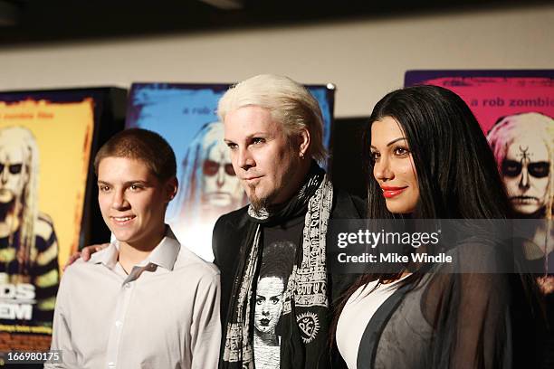 Jeremy Lowery, musician John 5 and Rita Lowery arrive at Rob Zombie's "The Lords Of Salem" Los Angeles premiere at AMC Burbank 16 on April 18, 2013...