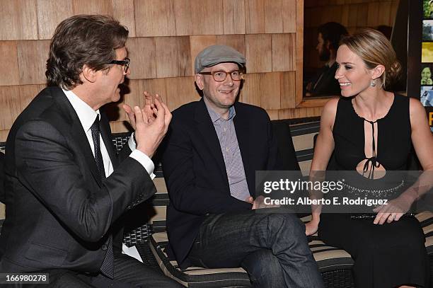 Actors Colin Firth, director Dante Ariola and Emily Blunt attend the after party for the premiere of Cinedigm's "Arthur Newman" at on April 18, 2013...