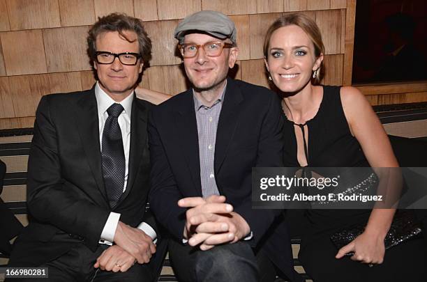 Actors Colin Firth, director Dante Ariola and Emily Blunt attend the after party for the premiere of Cinedigm's "Arthur Newman" at on April 18, 2013...