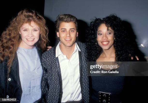 Actress Khrystyne Haje, actor Tony O'Dell and actress Kimberly Russell attend "And God Created Woman" Century City Premiere on March 1, 1988 at the...
