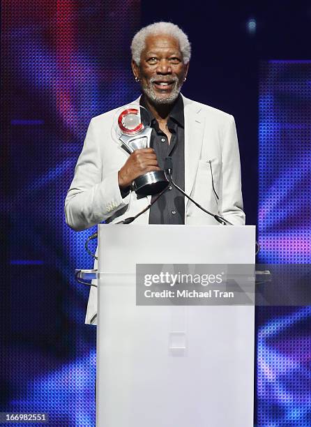 Morgan Freeman accepts the award for "Cinema Icon Award" at the CinemaCon 2013 Big Screen Achievement Awards held at Caesars Palace during CinemaCon,...