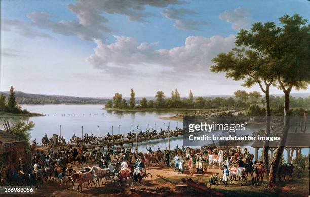 The passage of the Danube by Napoleon before the battle of Wagram, 5 July 1809. Oil on Canvas. 19th century. By Jacques François Joseph...