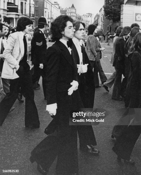 Fans outside the Earl's Court Exhibition Centre, London, before a concert by David Bowie on his Ziggy Stardust Tour, 12th May 1973.