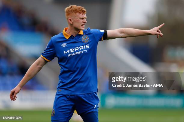 Morgan Feeney of Shrewsbury Town during the Sky Bet League One match between Shrewsbury Town and Bristol Rovers at The Croud Meadow on September 16,...