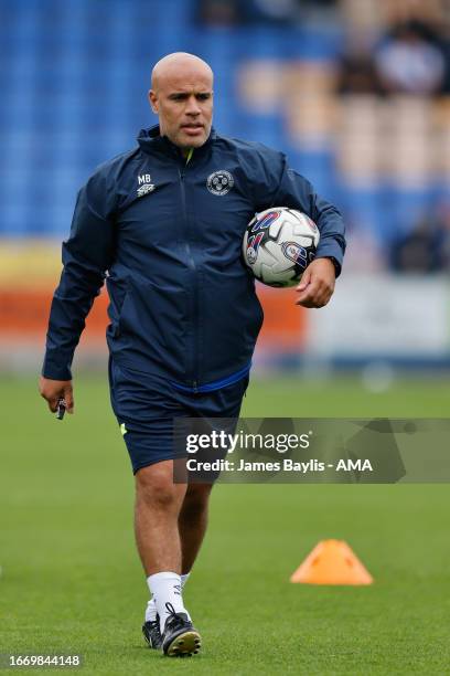 Marcus Bignot the assistant head coach of Shrewsbury Town during the Sky Bet League One match between Shrewsbury Town and Bristol Rovers at The Croud...