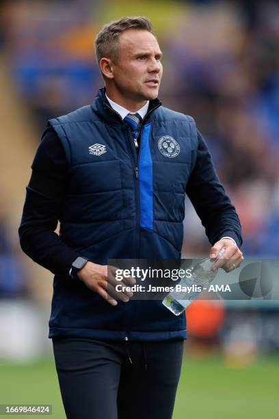 Matt Taylor the head coach of Shrewsbury Town during the Sky Bet League One match between Shrewsbury Town and Bristol Rovers at The Croud Meadow on...