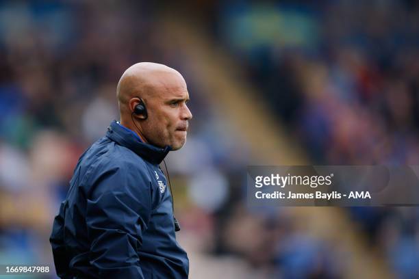 Marcus Bignot the assistant head coach of Shrewsbury Town during the Sky Bet League One match between Shrewsbury Town and Bristol Rovers at The Croud...