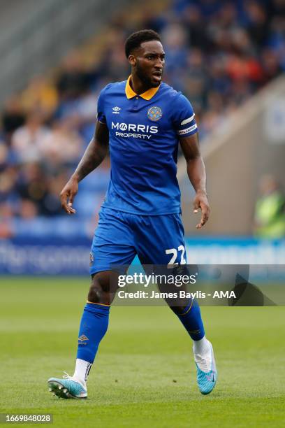 Chey Dunkley of Shrewsbury Town during the Sky Bet League One match between Shrewsbury Town and Bristol Rovers at The Croud Meadow on September 16,...