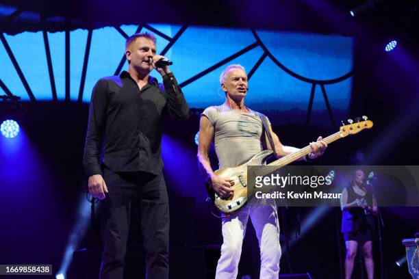 Joe Sumner and Sting perform at Northwell Health at Jones Beach Theater on September 08, 2023 in Wantagh, New York.