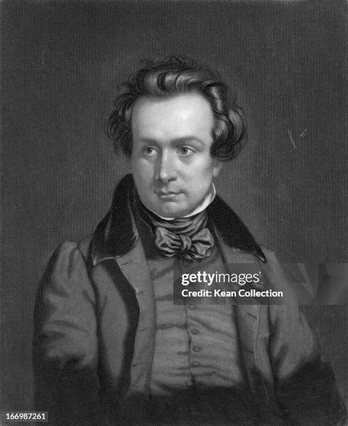 Victor Marie Hugo , French poet, novelist, and dramatist of the Romantic movement, circa 1840. Engraved by J. Sartain from the original painting by...