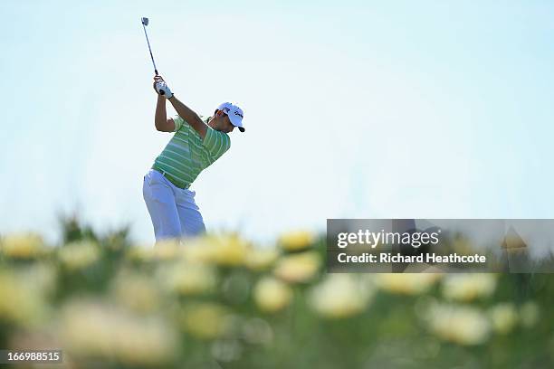 Sergio Garcia of Spain tee's off at the 9th during the second round of the Open de Espana at Parador de El Saler on April 19, 2013 in Valencia, Spain