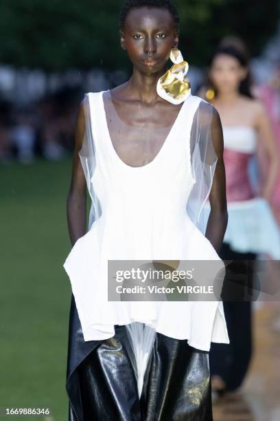 Model walks the runway during the Prabal Gurung Ready to Wear Spring/Summer 2024 fashion show as part of the New York Fashion Week on September 8,...