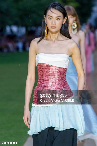 Model walks the runway during the Prabal Gurung Ready to Wear Spring/Summer 2024 fashion show as part of the New York Fashion Week on September 8,...