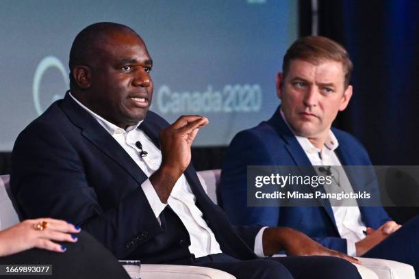 Shadow foreign secretary for the Labour Party of the United Kingdom, David Lammy, speaks as Andrew Furey, premier of Newfoundland and Labrador in...