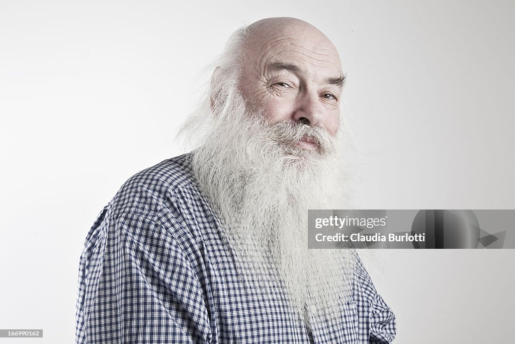 Happy Elderly Man with Long Beard